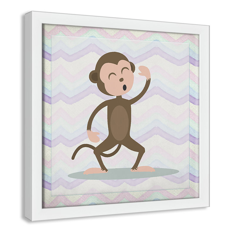 Adhésif décoratif «Pink Monkey Time», Encadré de boîte argent, H 12 po x l 12 po x P 1,18 po