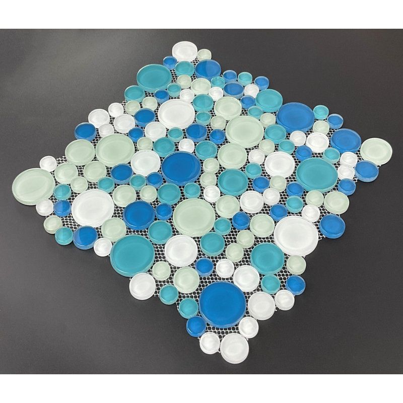 12.5" x 12.5" Glass Random Mosaic Wall & Floor Tile, Ocean Breeze/White