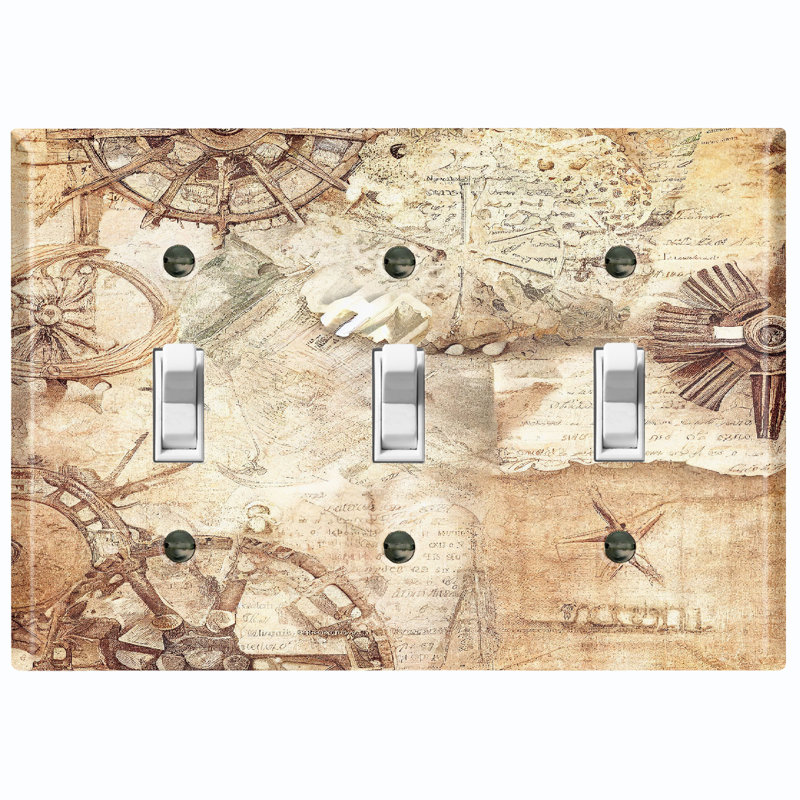 Nautical Themed 3 - Gang Toggle Light Switch Standard Wall Plate