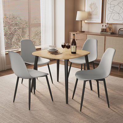 Aspen 5-Piece Casual Dining Set - Compact Square Table & 4 Curved Plastic Chairs