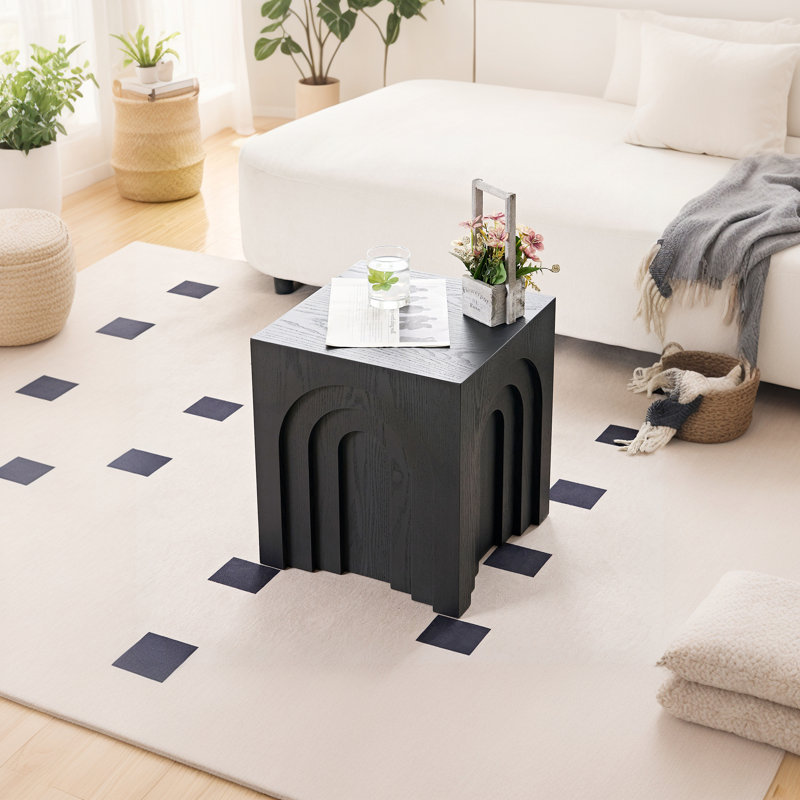 Table d'appoint carrée pour salon, chambre à coucher, Noir, noir, noir, noir