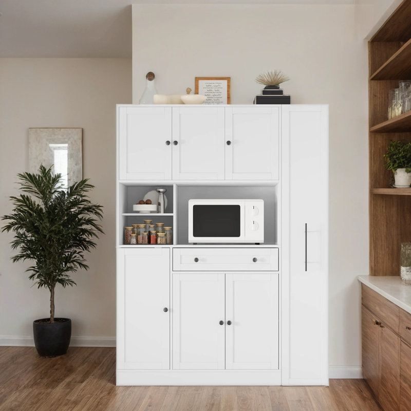 Buffet escamotable, armoire de rangement extra-profonde pour cuisine / salle à manger, White