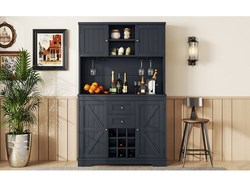Armoire de cuisine avec bar Coffee Coffee, Bleu antique
