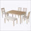 6-Piece Retro Dining Set with Wooden Table, 4 Chairs, and Bench for Space-Saving Kitchen and Dining Room-1490799771-1490799760