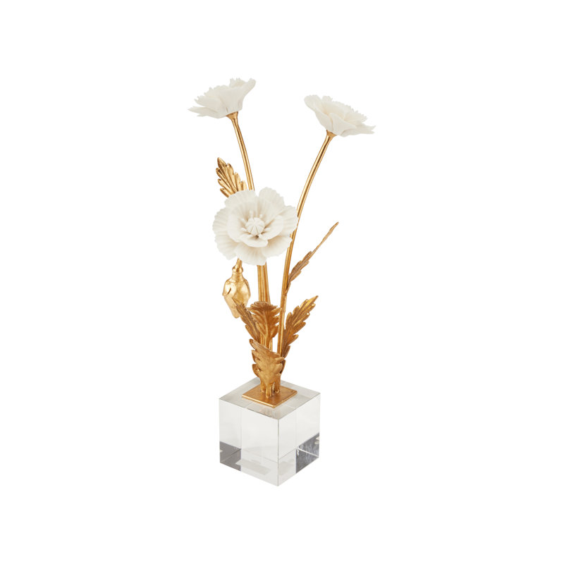 Porcelain Poppie In Crystal Base