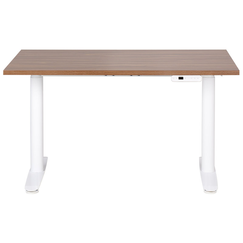 Garrey Adjustable Metal Base Standing Desk, 132cm H x 120cm W x 72cm D, White, Brown