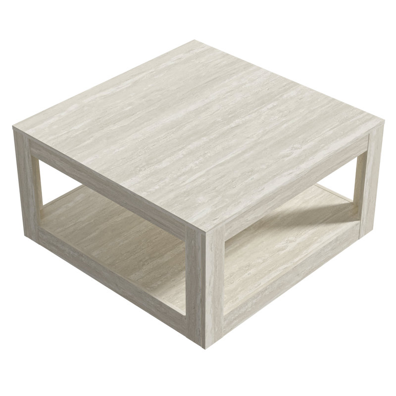 Allysyn Contemporary 31.5" Square Coffee Table, Beige