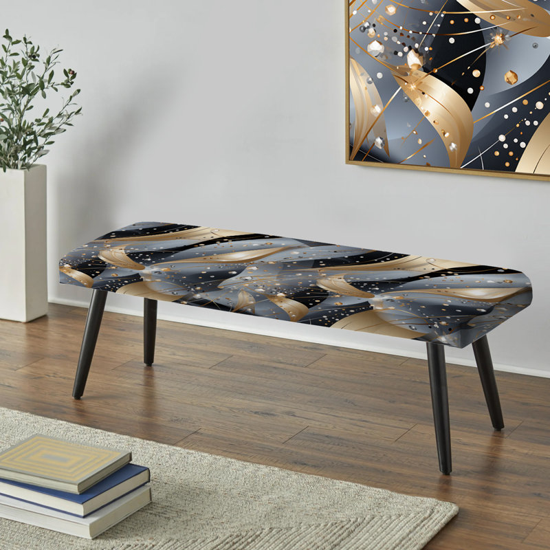 Banc rembourré gris et gris à paillettes - Glam