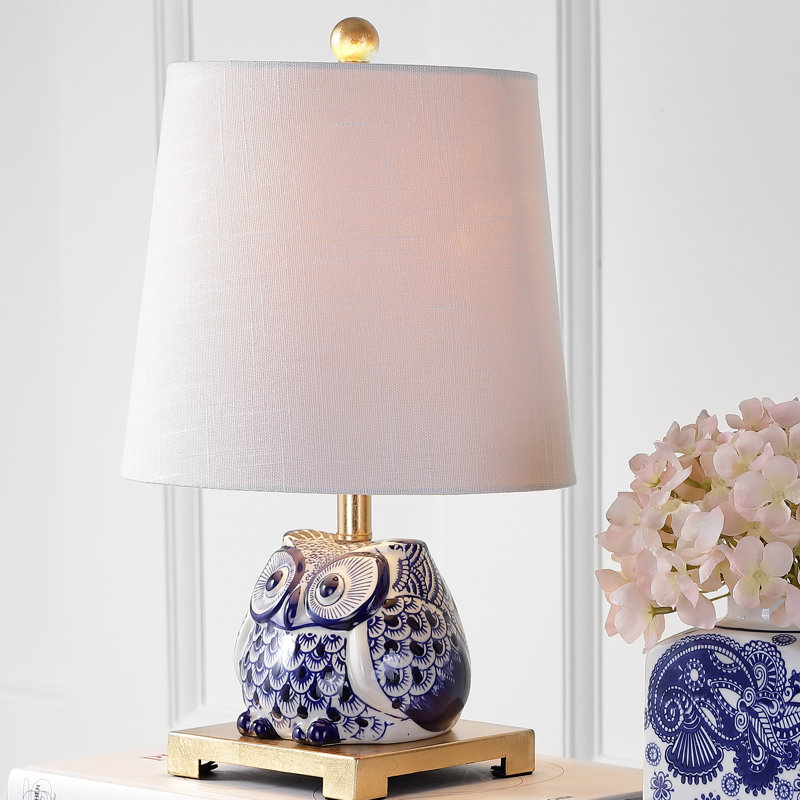 Lampe de table en céramique 16 po Litherland, Bleu / blanc
