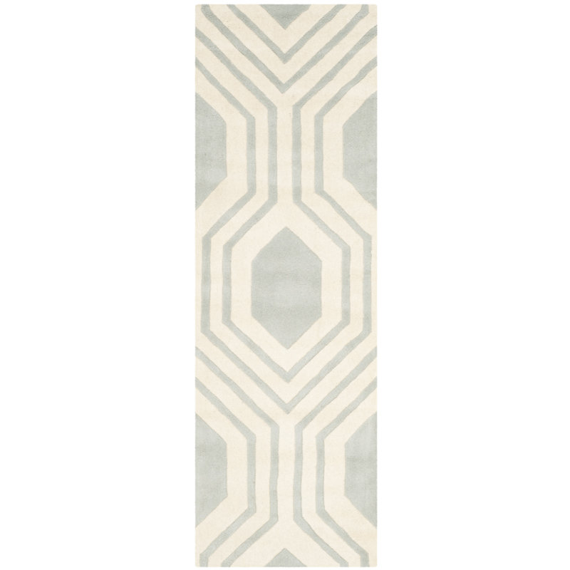 Deedie Hand Tufted Wool Geometric Rug, Runner 2'3" x 7'
