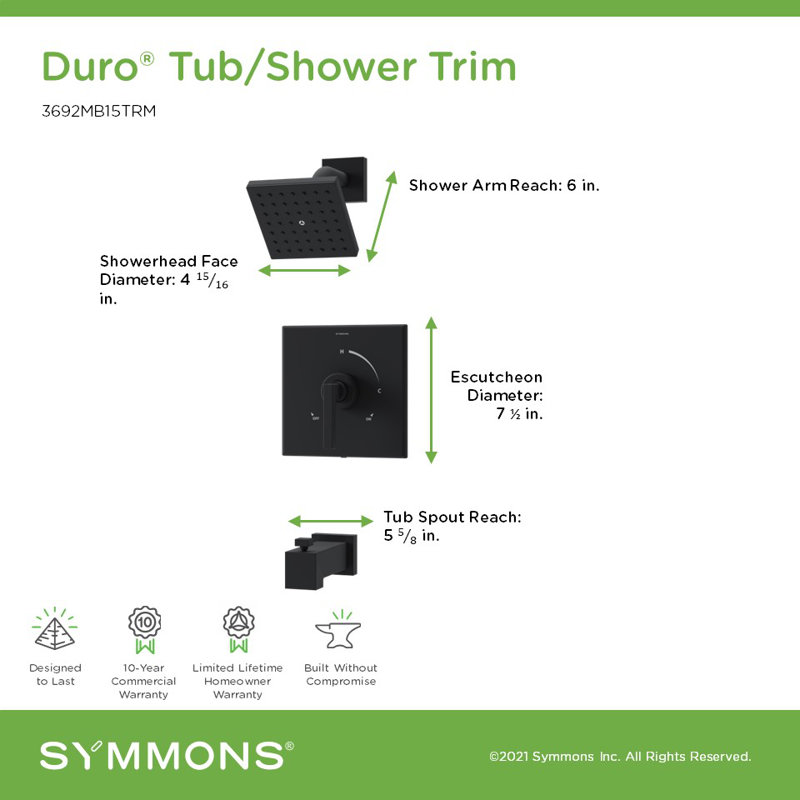 Duro HydroMersion Single Handle Tub and Shower Faucet Trim Kit, Matte Black
