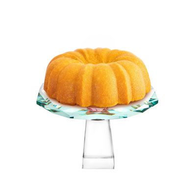 Cake Stand With Pink Diamond On Foot - 5.3"H