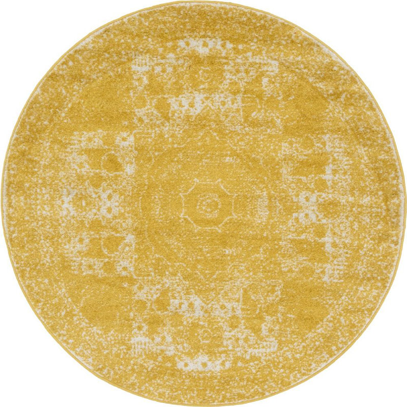 Tapis oriental jaune Vienna, Rond 5 pi