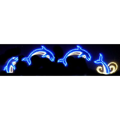 Animated Jumping Dolphin Nautical Holiday Lighted Display