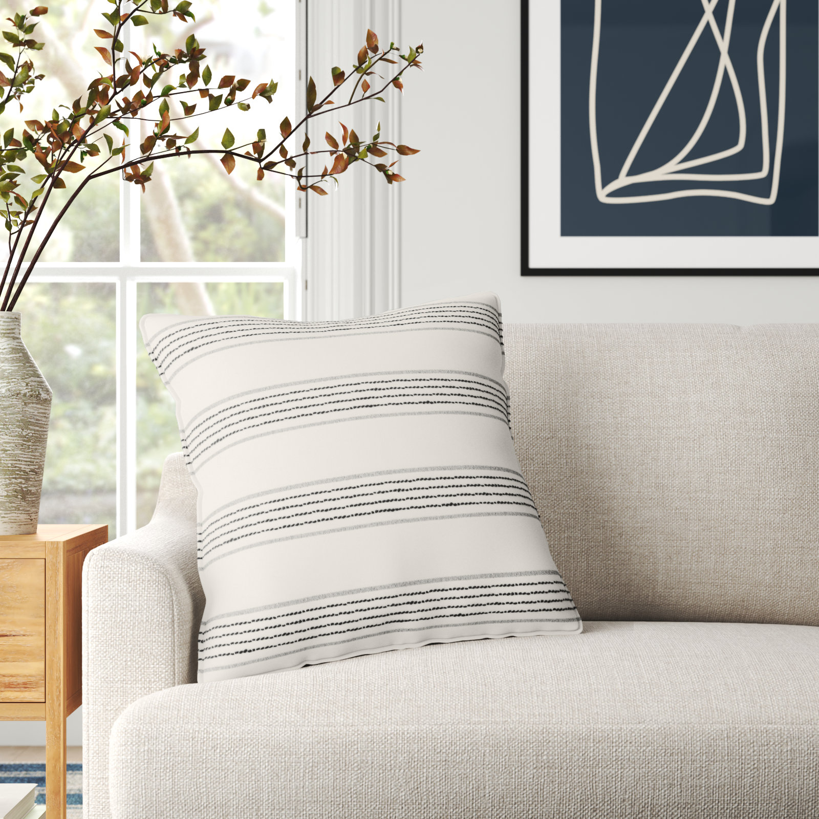 Navona Embroidered Cotton Throw Pillow, Pillow Cover Only - No Insert