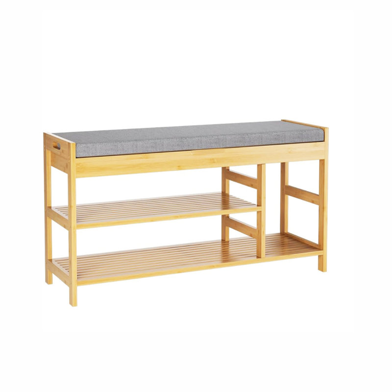 Bamboo Shoe Bench Rack with Storage, Natural