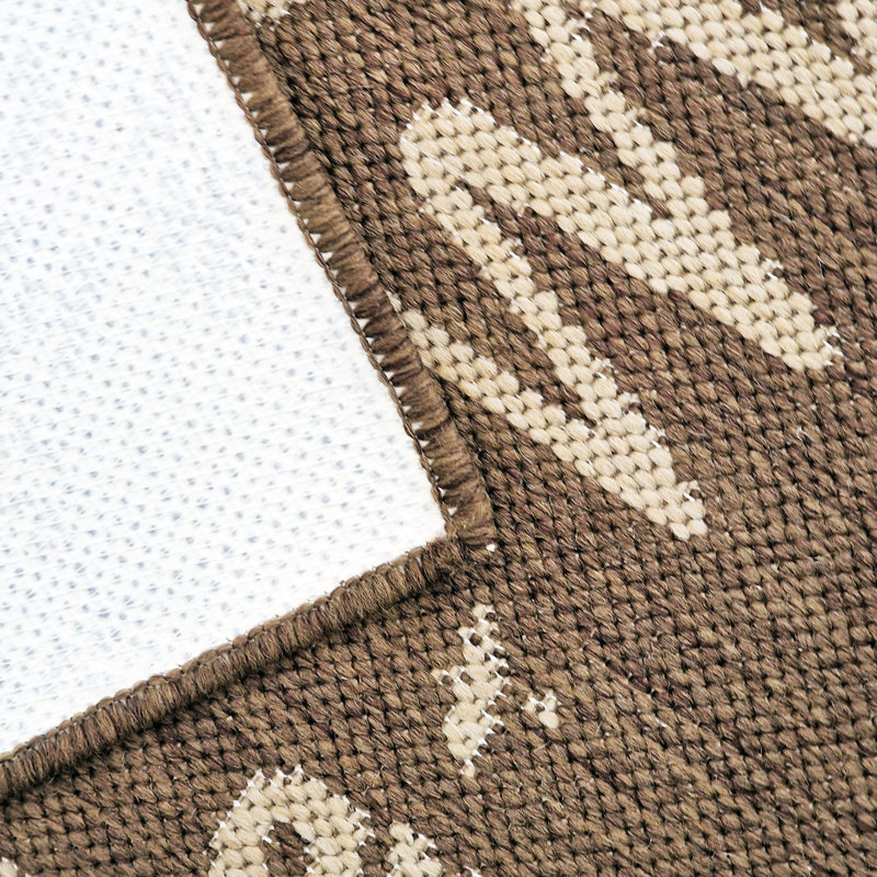 Non Slip Coffee Rug Flat Weave Kitchen Living Room Carpet, Rectangle 120 x 160 cm, Brown