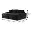 Canapé double contemporain 94,4 po de largeur, noir-1390020658