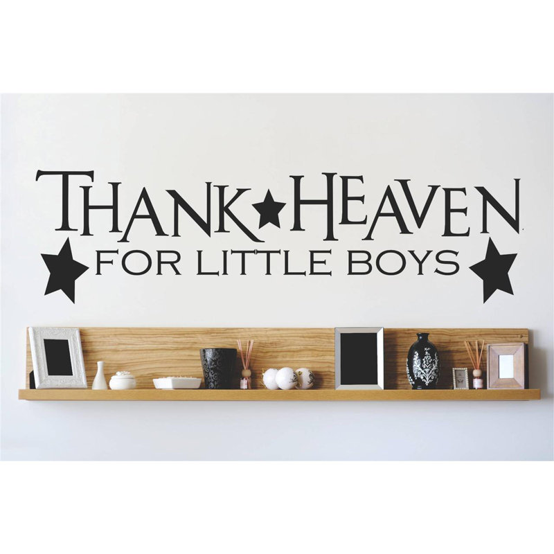 Décalcomanie murale merci pour les petits garçons, Noir, H 6 po x l 20 po x P 0,16 po