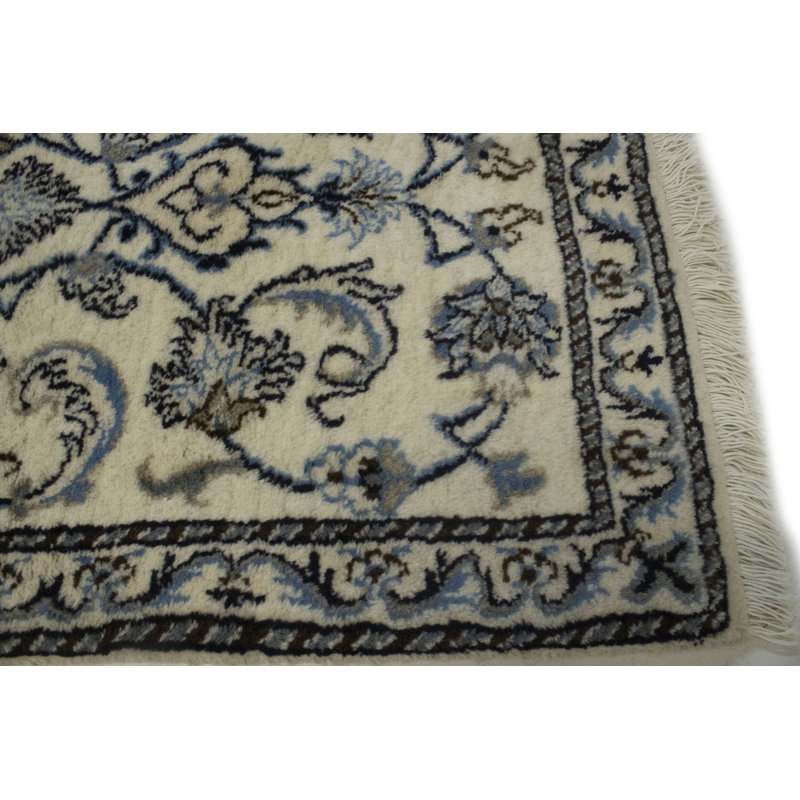 Tapis crème en laine noué à la main de conception unique 2000 pi 2 pi 3 po x 4 pi 6 po Bruck