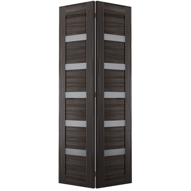 Porte pliante en verre Leora avec quincaillerie d'installation, Chêne, 48 po x 79,38 po