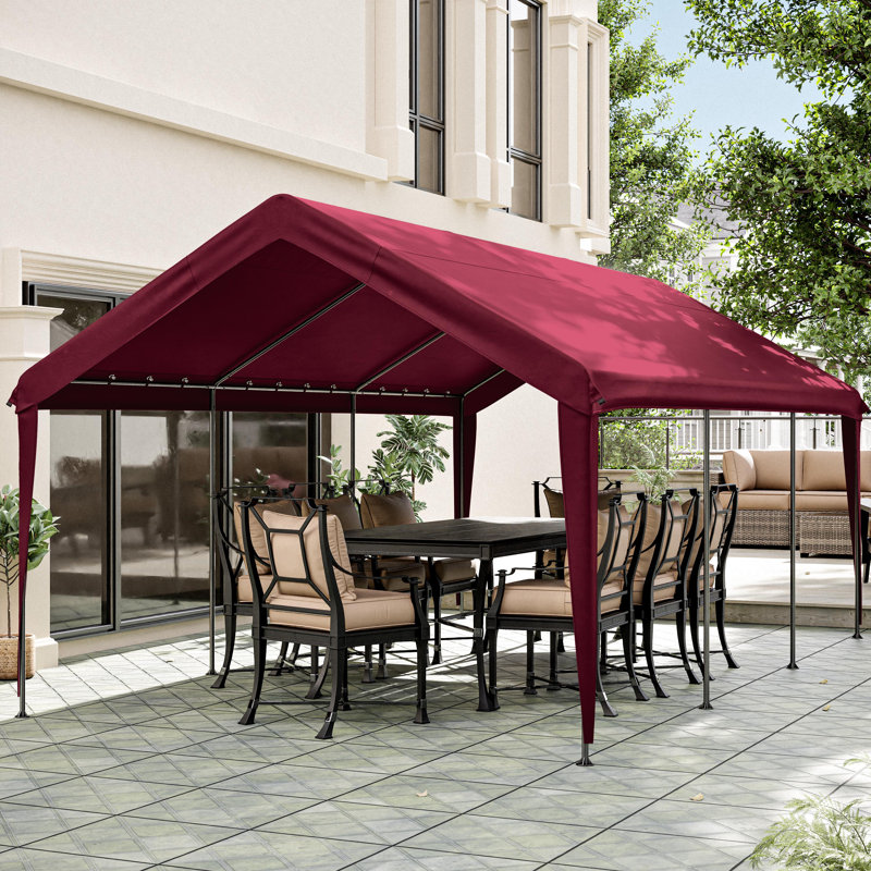 Abri d'auto 12 x 20 pi, housse de remplacement pour abri d'auto (toit non inclus), Bourgogne