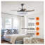 Ventilateur de plafond en cristal rétractable 48 "avec lumière - Ventilateur de lustre moderne à DEL, moteur à courant continu silencieux et télécommande pour le salon de la chambre à coucher