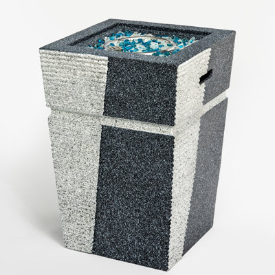 Concrete Fire Pit Outdoor Propane - 66lb Weight, 20in Depth, Grey-blue, 11 Sq.ft Heat Area, Includes Rocks Patio Heating, Adjustable Flame, 19.53in Weight