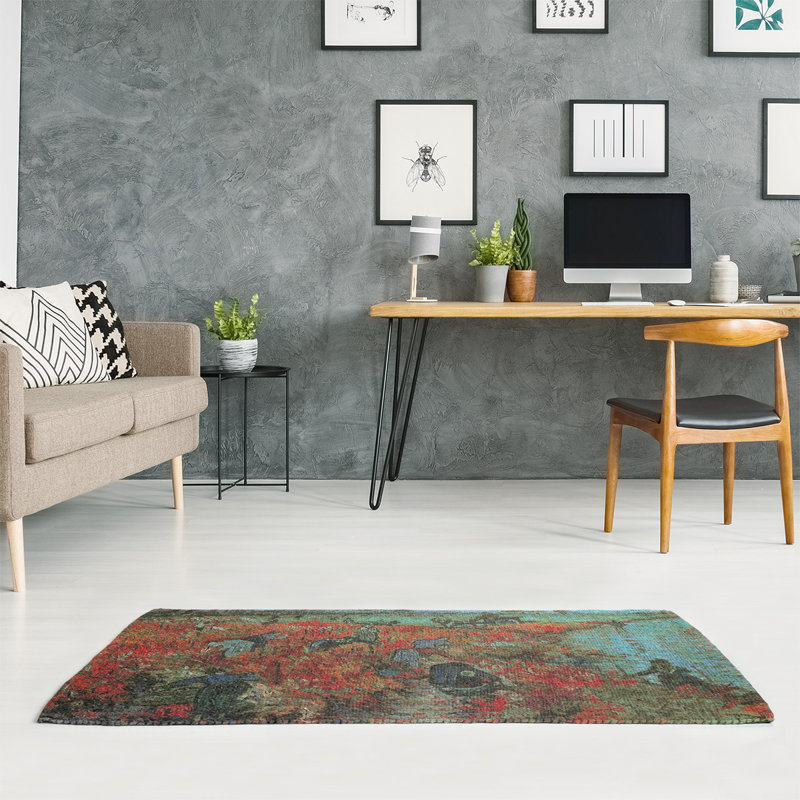 Tapis de vineyard avec rouge/bleu/gris sky, Rectangle 2 pi x 3 pi
