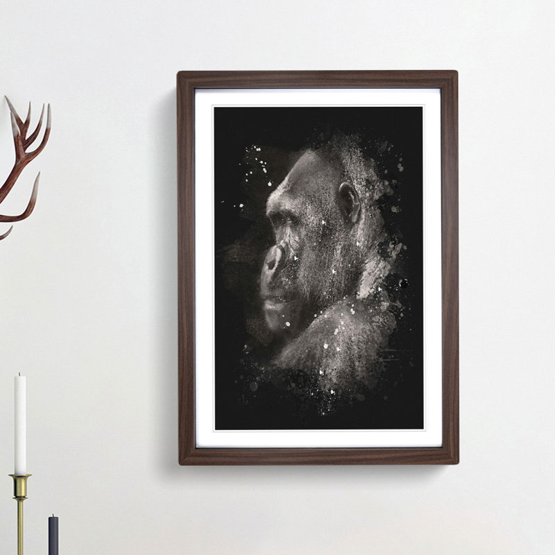 Silverback Gorilla - Picture Frame Graphic Art Print, Walnut Framed, 87cm H x 62cm W x 2cm D