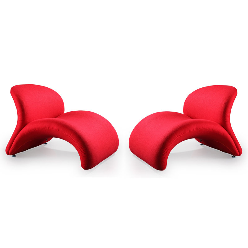 Chaise d'appoint rembourrée en métal Rosebud, Laine rouge
