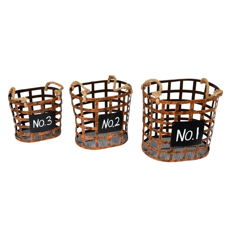10" Wire Chalkboard Oval Basket, Set of 3