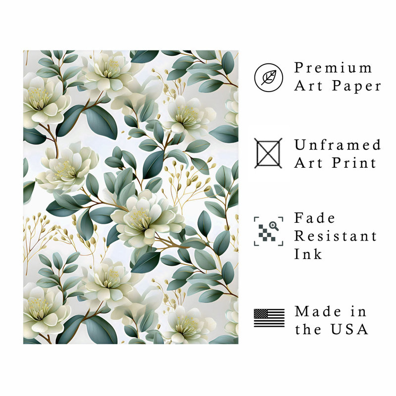 «Botanical Floral Dreams Flowers», reproduction d'art moderne sans cadre, H 30 po x l 20 po