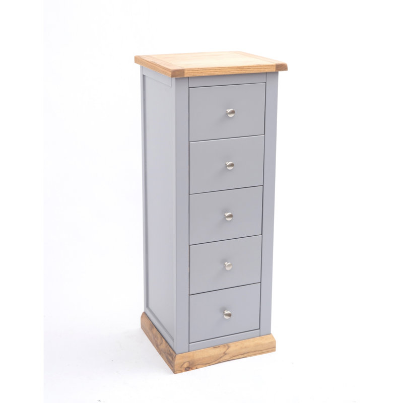 Mincey 45cm W 5 - Drawer Chest of Drawers, Natural/Grey/Chrome