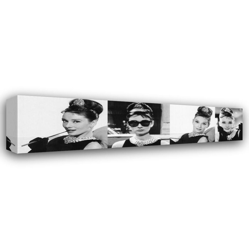 Audrey Hepburn (noir, blanc et rose), H 13 po x l 48 po