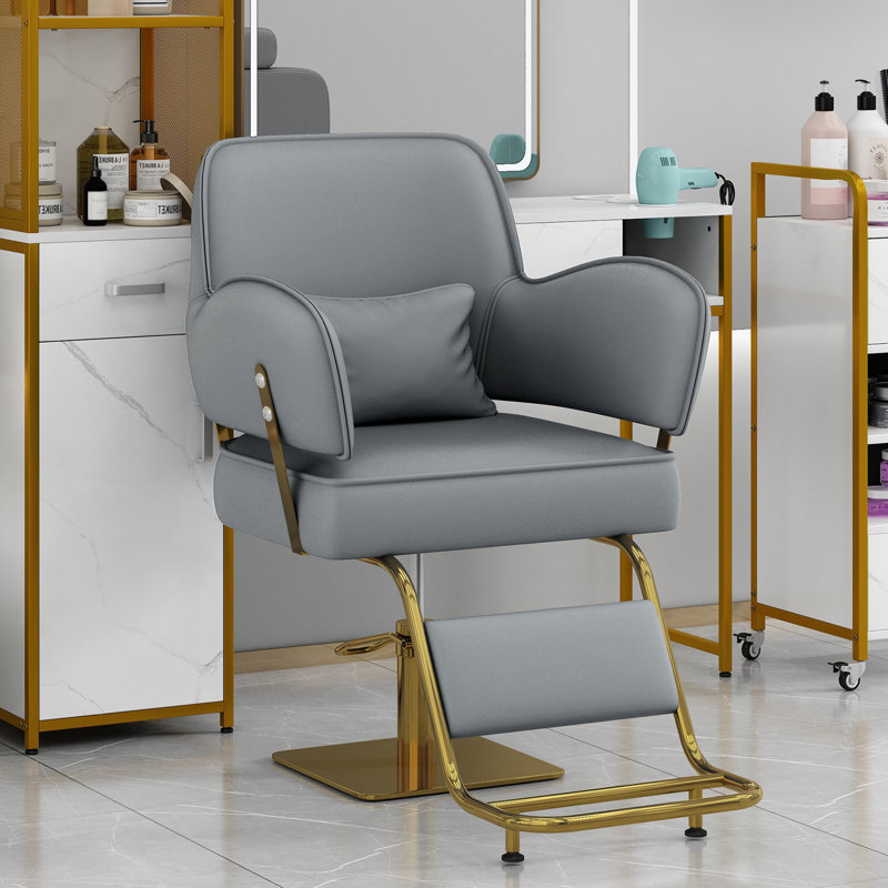 Swivel Reclining Chair with metal square base, Gray