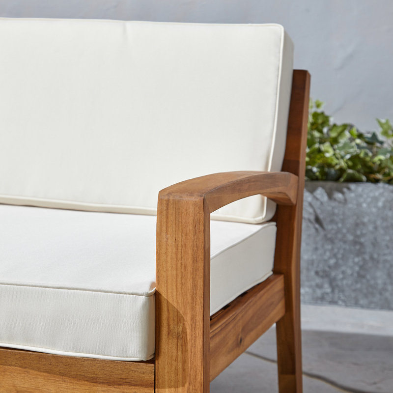 Sait Acacia 5 - Person Modular Patio Conversation Set with Cushions, Teak Frame/Beige Cushion