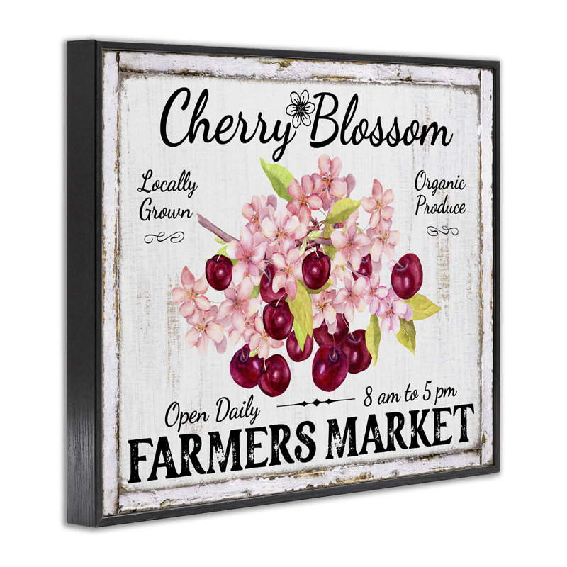 Art giclée Cherry Blossom Farmer's Market par Creatif Belle, Giclée encadrée noir minuit, H 24 po x l 30 po