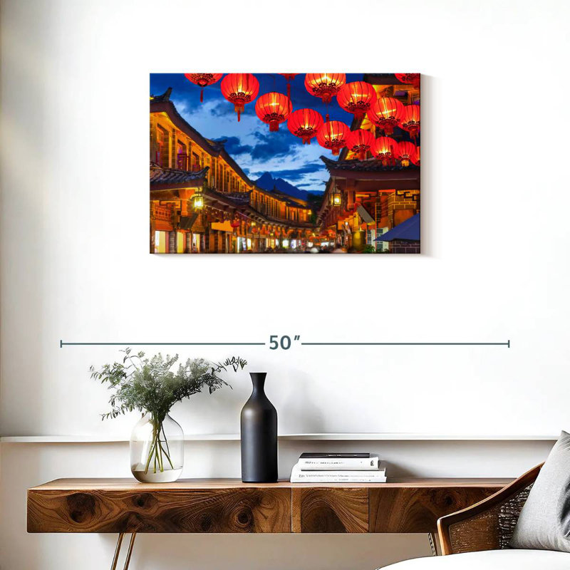 Ravi sur la rue Lijiang, H 20 po x l 30 po