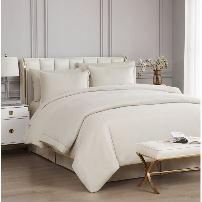 Ensemble de housse de couette en microfibre, Housse de couette double et 2 taies décoratives s, Taupe