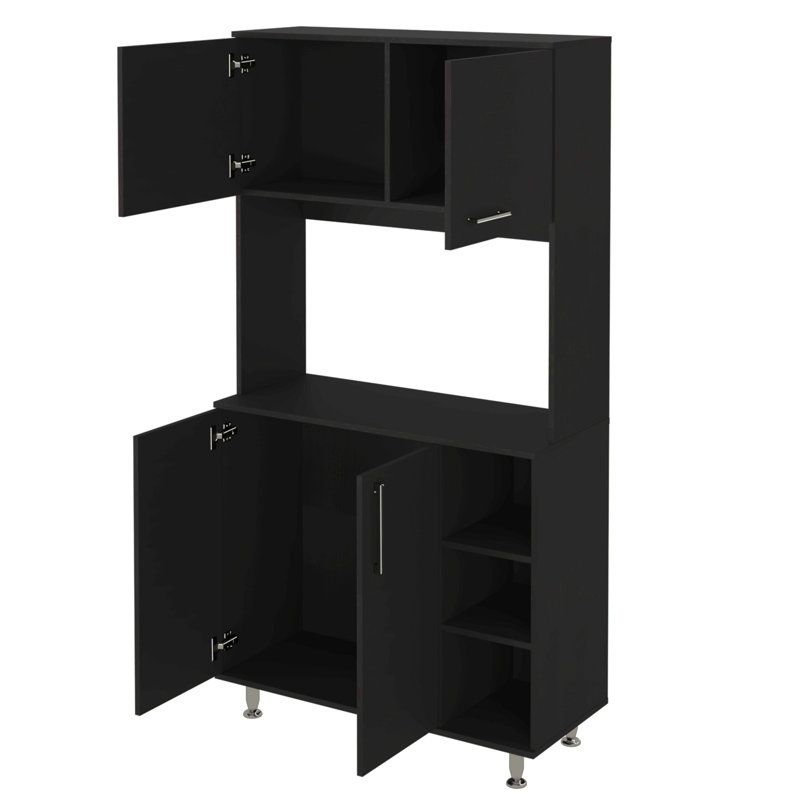 Garde-manger, trois tablettes ouvertes, Noir mat