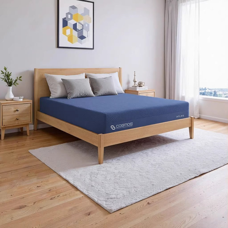 Matelas en mousse pleine grandeur NOVA de 10 po avec mousse à mémoire de forme, matelas roulé et gris-bleu avec housse en tissu super doux