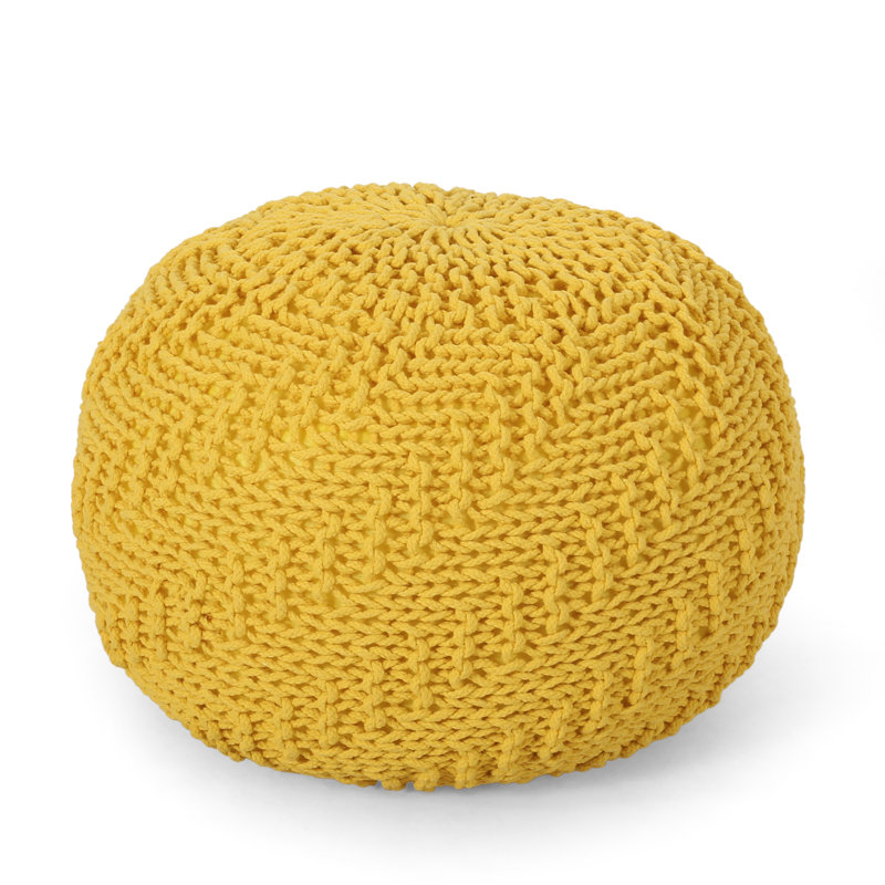 Repose-pieds tricoté en coton tricoté, en jaune et en option, capacité de poids de 200 lb, résistance aux accessoires décoratifs, nettoyage des taches seulement, bourre de perles, profondeur 20 x largeur 14