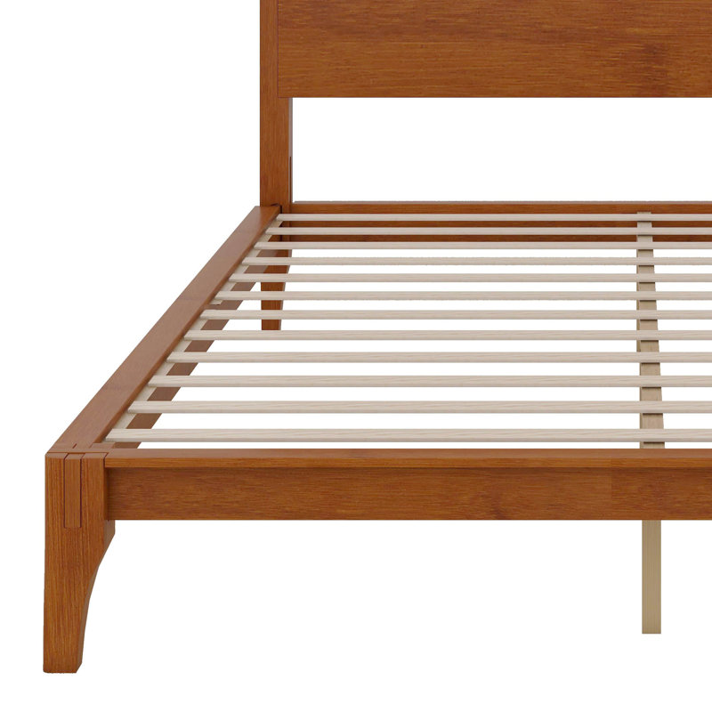 Lit plateforme en bambou, cadre de lit moderne Mid-Century avec tête de lit haute, Grand