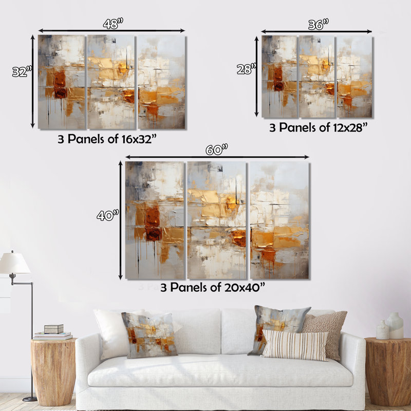 Transcendent V - 3 impressions sur toile tendue, H 28 po x l 36 po x P 1 po