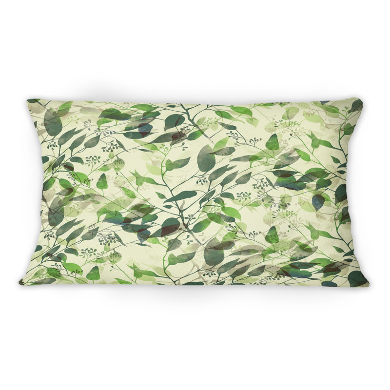 Coussin décoratif à motif de feuilles d'eucalyptus Silhouette I