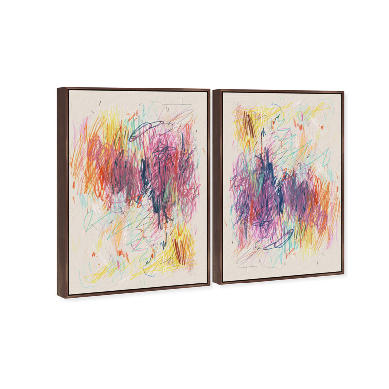 Oliver Gal Love Poems Set Abstract - Heavy Gel Top Coat Framed Canvas Art, Brown, 37" H x 25" W