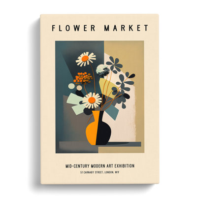 Mid Century Flower Market Exhibition No.7 - Wrapped Canvas