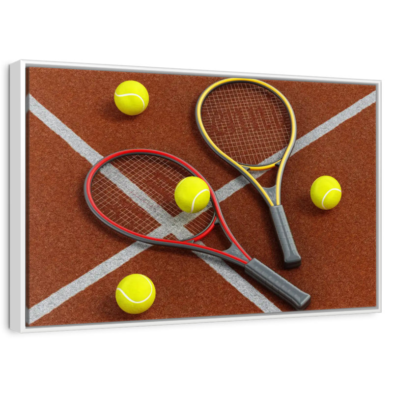 Match de tennis, Cadre flottant blanc, 13 po x 9 po