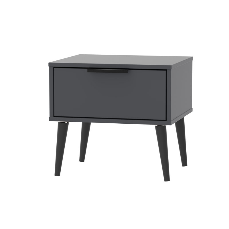 Fully Assembled Euart 1 Drawer Bedside Table, Black/Graphite